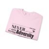 sweatshirt — “never let adversity stop you” inspirational quote