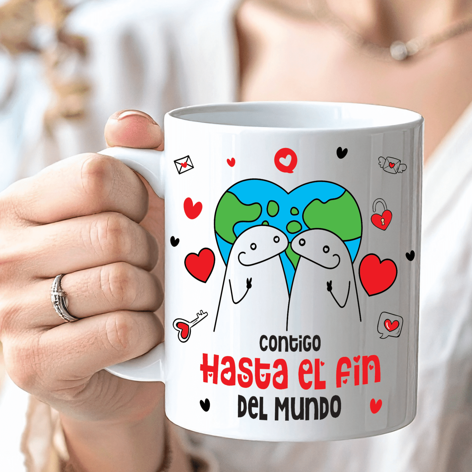 taza blanca personalizada premium aaa – hasta el fin del mundo | regalo con significado