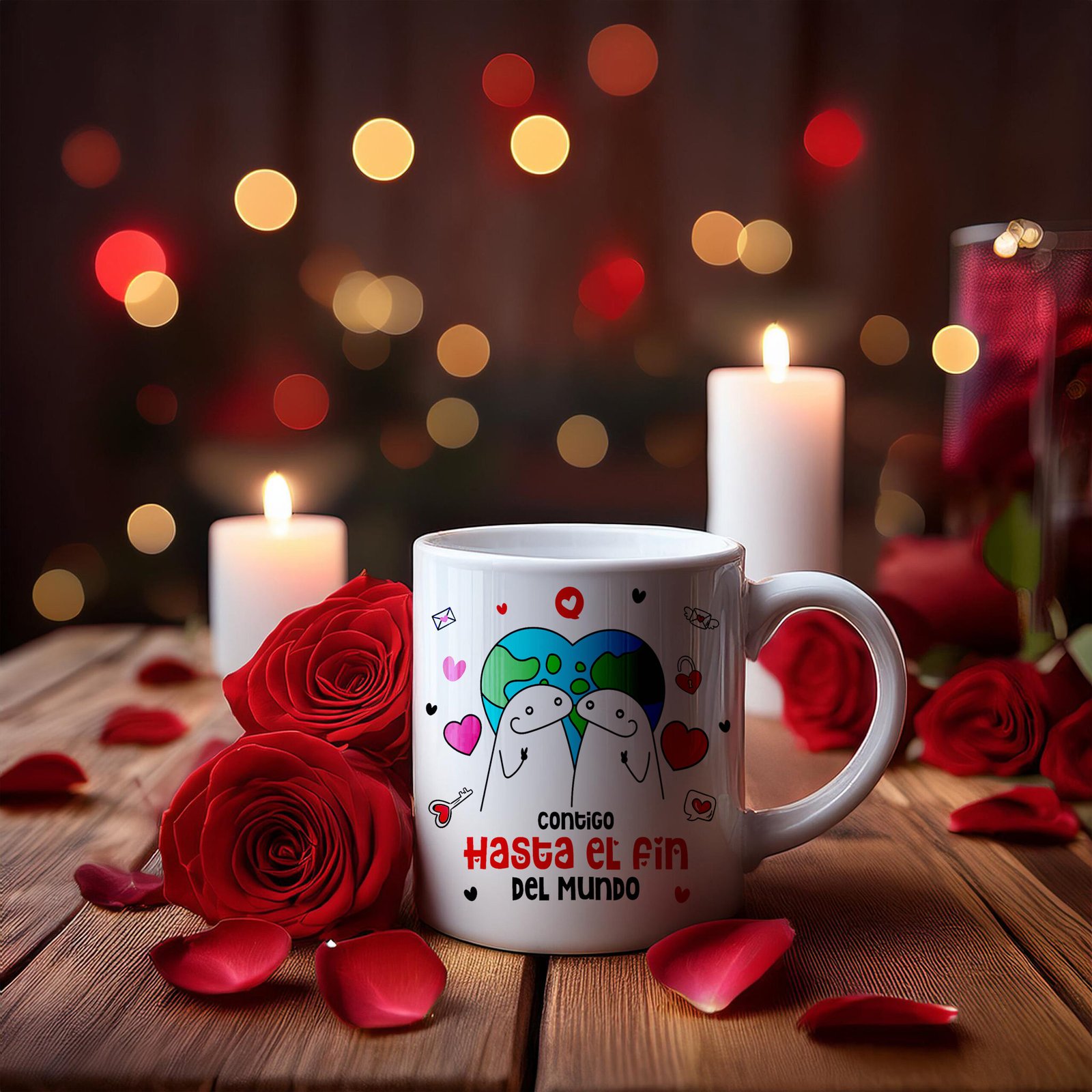 taza blanca personalizada premium aaa – hasta el fin del mundo | regalo con significado