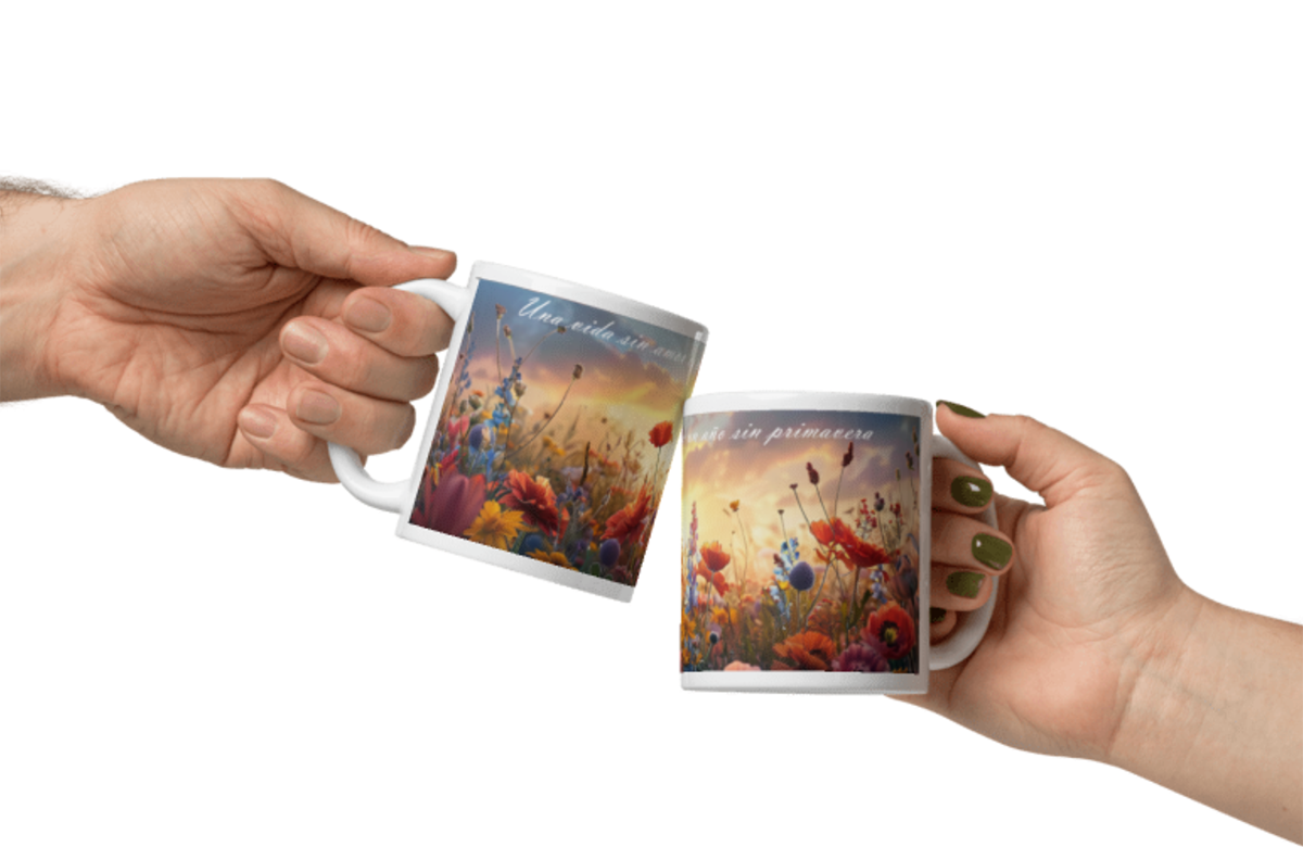 una vida sin amor es un año sin primavera taza blanca personalizada premium aaa