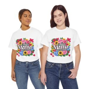 Camiseta Día de la Madre “La mejor mamá del mundo” con diseño floral