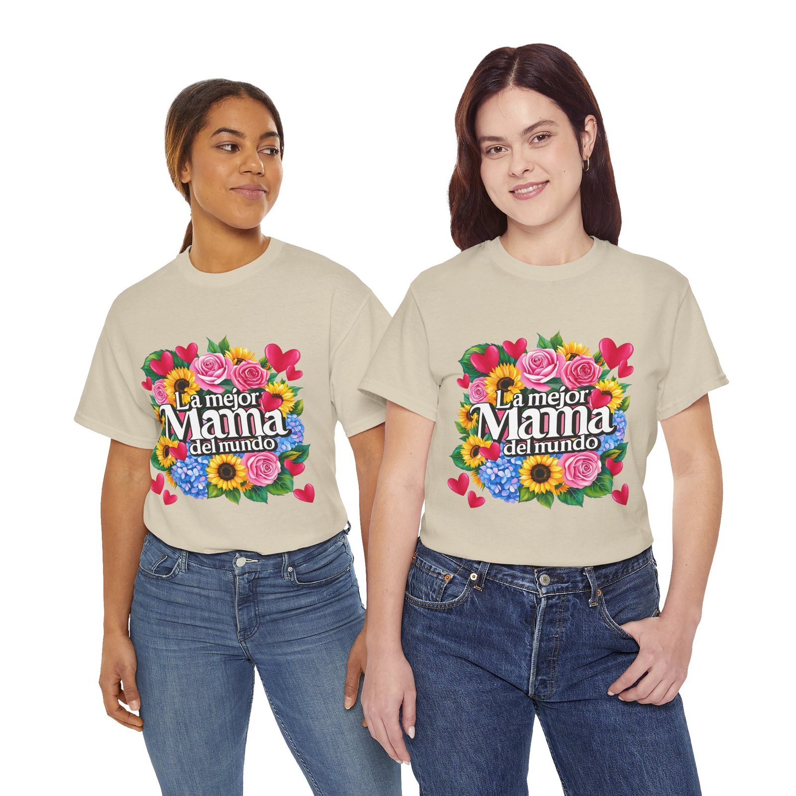 Camiseta Día de la Madre “La mejor mamá del mundo” con diseño floral
