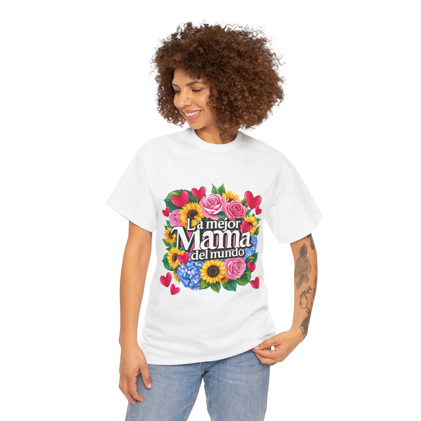 Camiseta Día de la Madre con diseño floral colorido