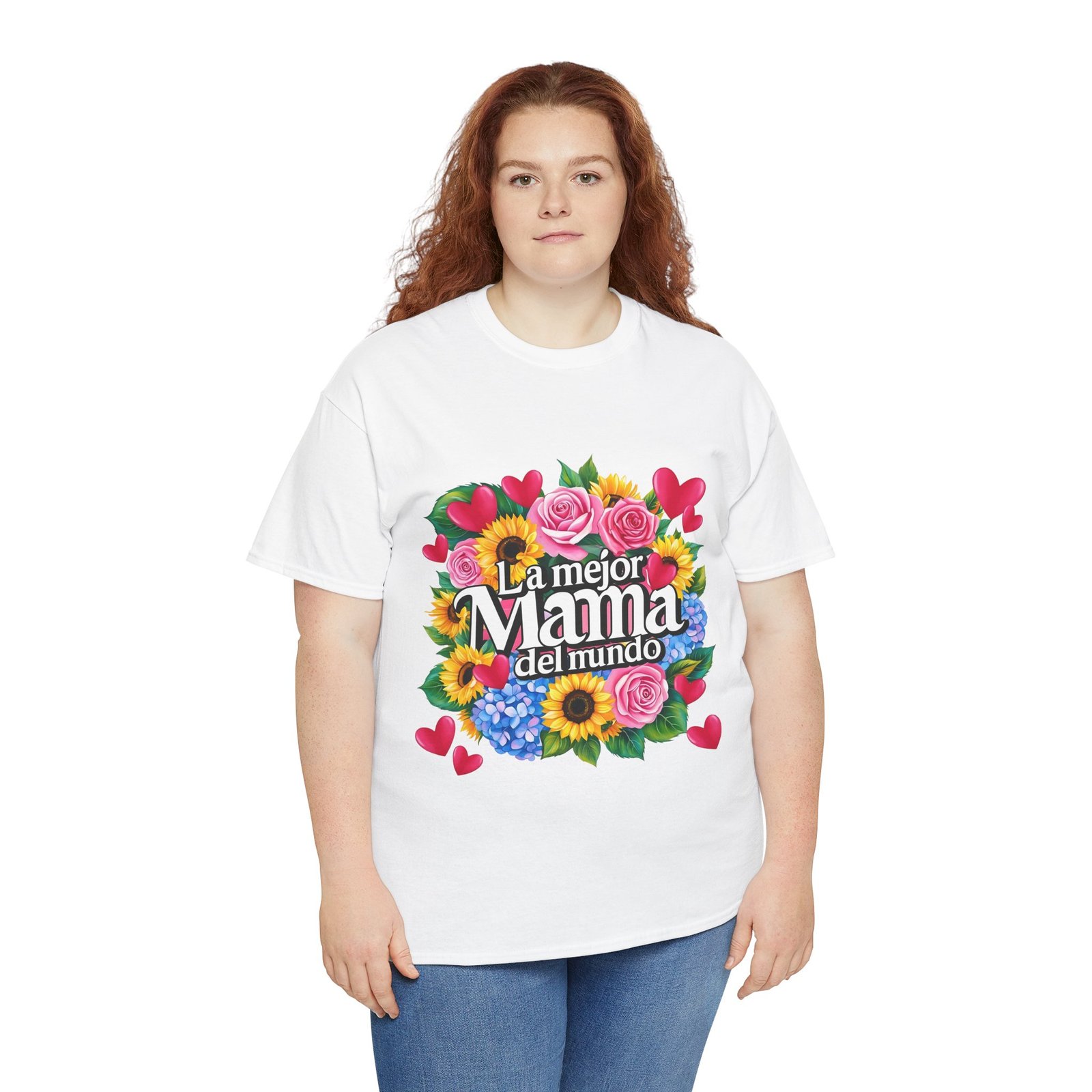 Regalo para mamá camiseta blanca con flores y mensaje emotivo