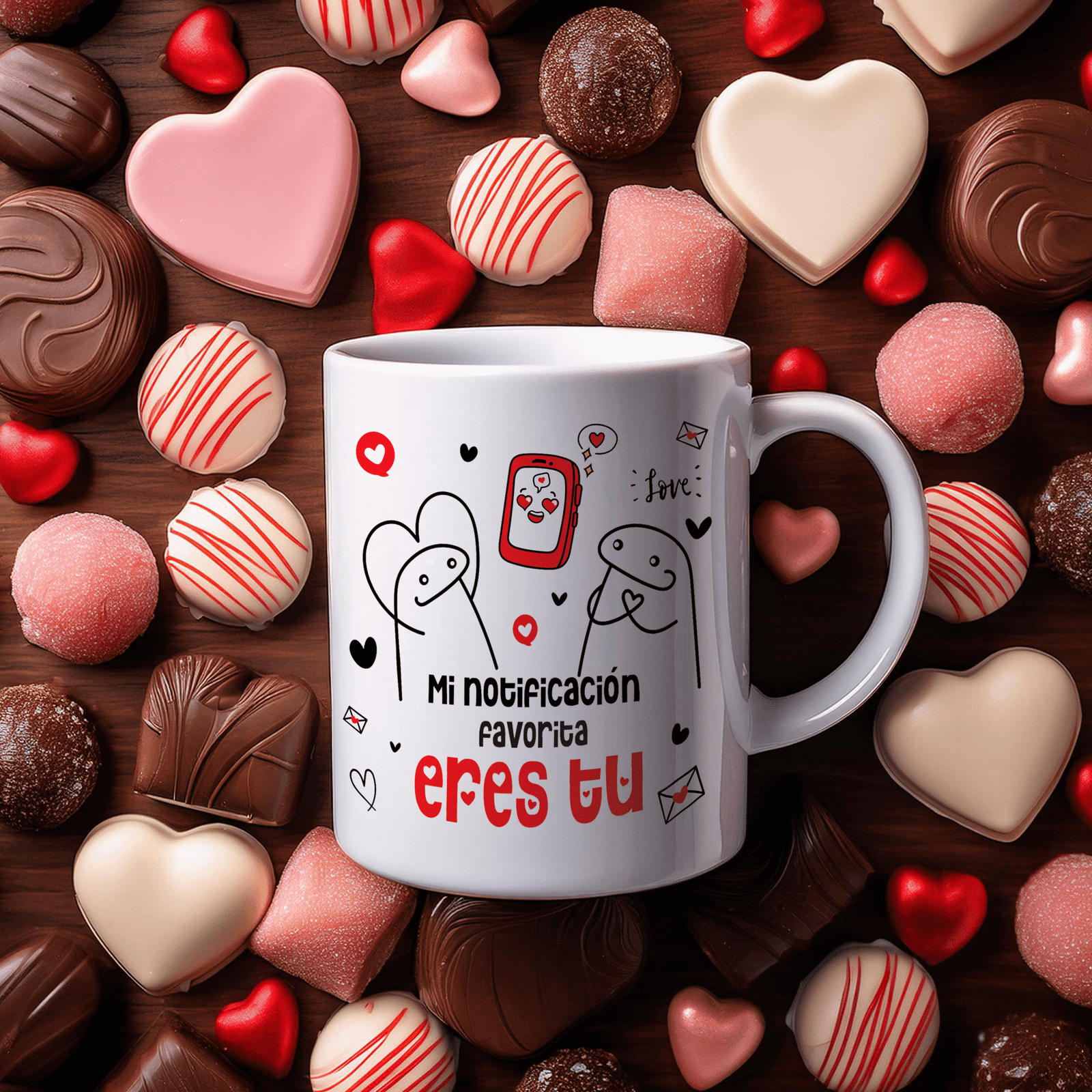 taza blanca personalizada premium aaa – mi notificación favorita eres tu | regalo con significado