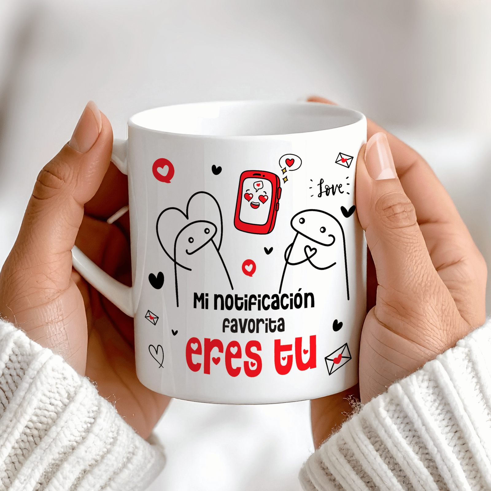 taza blanca personalizada premium aaa – mi notificación favorita eres tu | regalo con significado