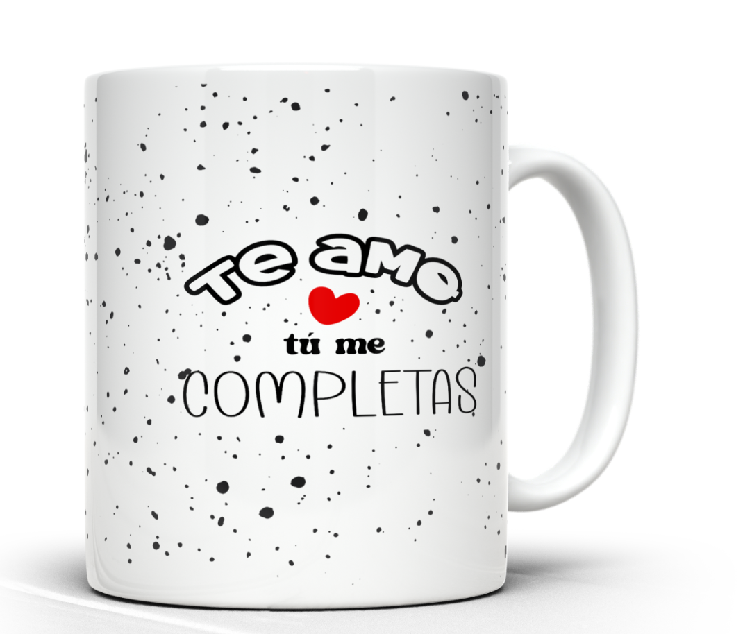 taza blanca personalizada premium aaa – te amo tú me completas! | regalo con significado