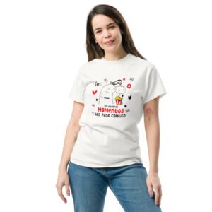 camiseta san valentin unisex con mensaje “los mejores momentos los paso contigo"