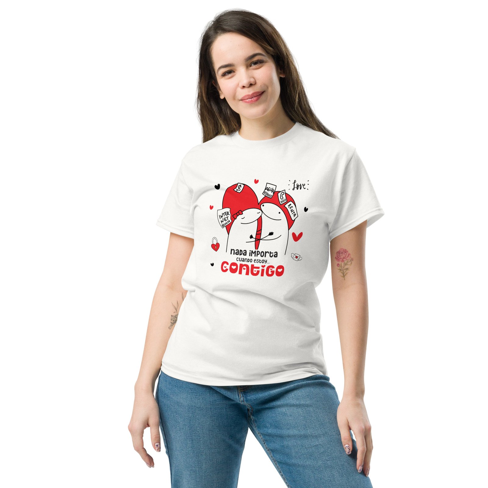 camiseta san valentin nada importa cuando estoy contigo diseño romántico