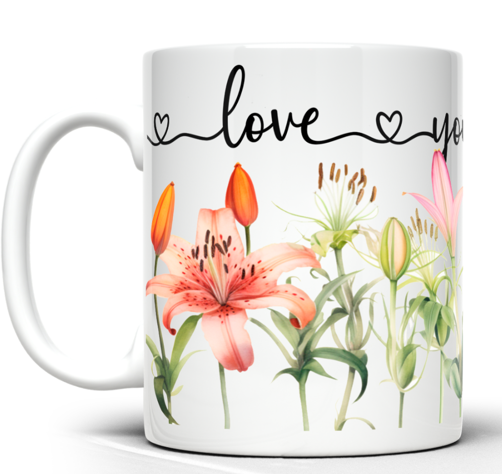 Taza Personalizada Love Mamá con Flores