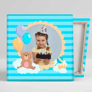 Lienzo cuadrado infantil personalizado con foto, plantilla IN11C