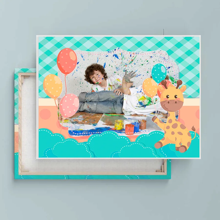 Lienzo horizontal infantil personalizado con foto, plantilla IN43C