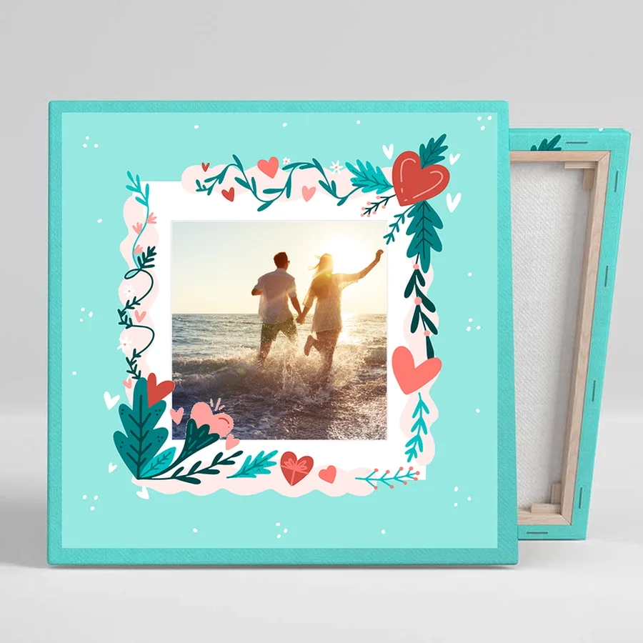 Lienzo cuadrado personalizado con foto, plantilla Love LV11A