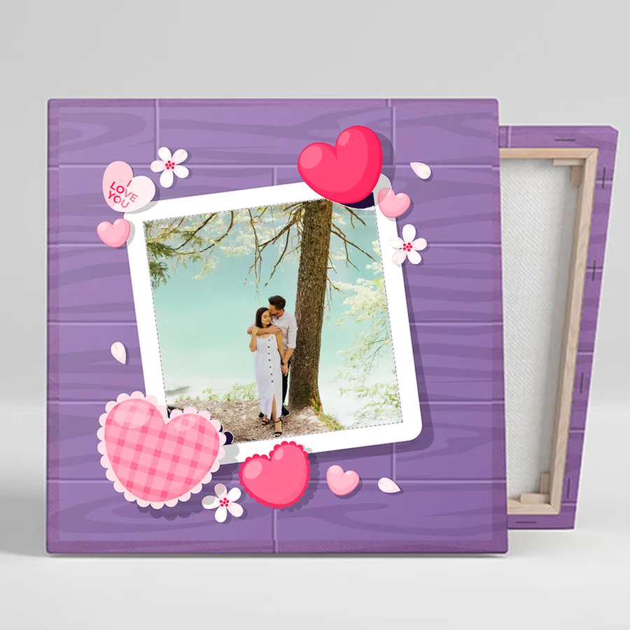 Lienzo cuadrado personalizado con foto, plantilla Love LV11C