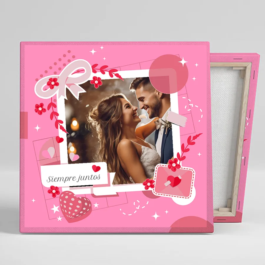 Lienzo cuadrado personalizado con foto, plantilla Love LV11D
