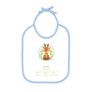 Babero con cinta azul y diseño NT34D con foto de bebé de ejemplo