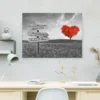 Cuadro con texto personalizado · árbol naranja en blanco y negro (ambiente) Cuadro con texto personalizado colgado en la pared: árbol naranja en blanco y negro con cartel para tu frase