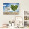 Cuadro con texto personalizado · árbol en forma de corazón verde (ambiente) Cuadro con texto personalizado colgado en la pared: árbol en forma de corazón verde con cartel para tu frase