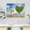 Cuadro con texto personalizado · árbol en forma de corazón verde (ambiente) Cuadro con texto personalizado colgado en la pared: árbol en forma de corazón verde con cartel para tu frase