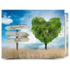 Cuadro con texto personalizado · árbol en forma de corazón verde Cuadro en lienzo con texto personalizado: árbol en forma de corazón verde con cartel para tu frase