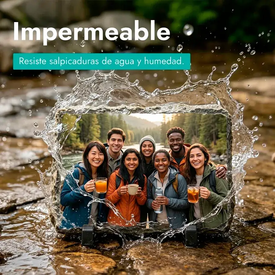 Foto en piedra impermeable salpicada de agua