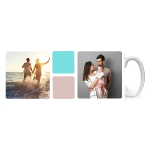 Taza blanca con diseño collage de 2 fotos personalizada