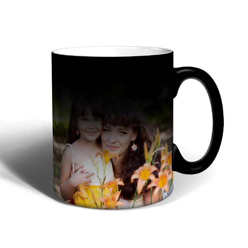 Taza mágica negra personalizada con tus fotos TG01