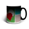 Taza mágica negra con 2 fotos y corazón, ejemplo de diseño