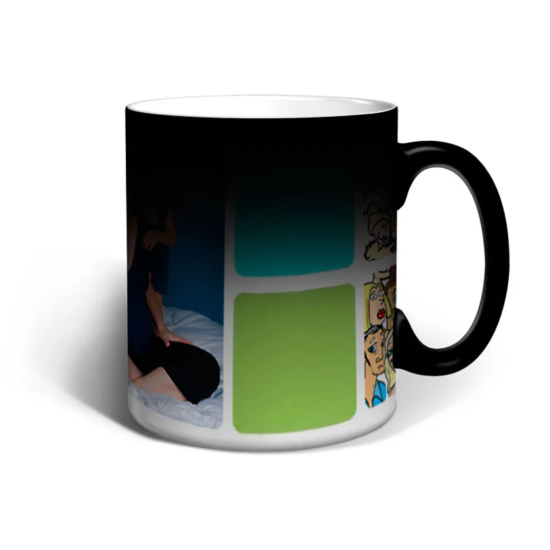 Taza mágica negra personalizada con tus fotos TG04