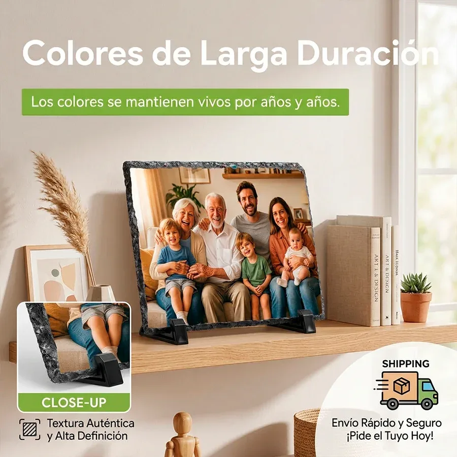 Foto en piedra con colores vivos que se mantienen con los años